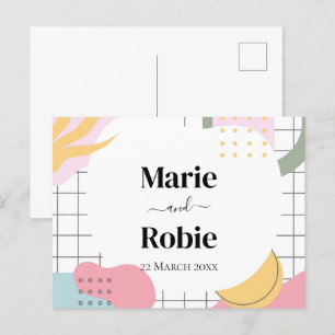 Colorful Abstract Memphis Wedding Uitnodiging Briefkaart