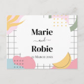Colorful Abstract Memphis Wedding Uitnodiging Briefkaart (Voorkant)