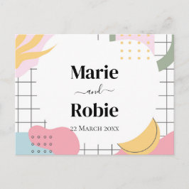 Colorful Abstract Memphis Wedding Uitnodiging Briefkaart