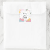 Colorful Abstract Memphis Wedding Vierkante Sticker (Tas)