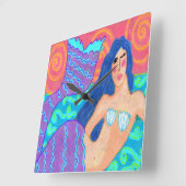 Colorful Abstract Mermaid Art Vierkante Klok (Hoek)