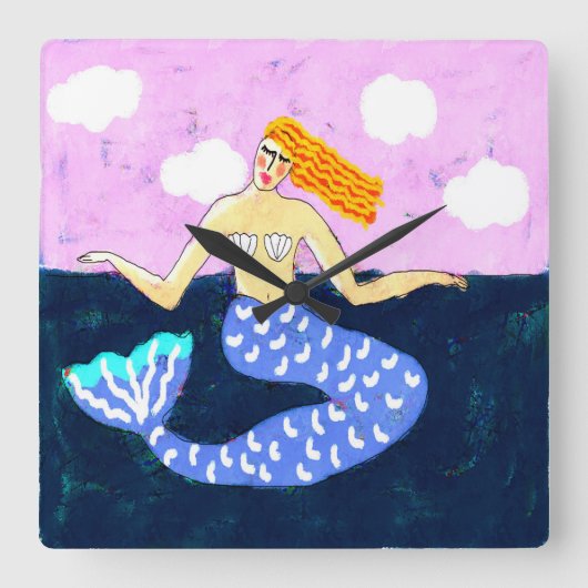 Colorful Abstract Mermaid Art Vierkante Klok (Voorkant)