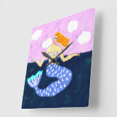 Colorful Abstract Mermaid Art Vierkante Klok (Hoek)