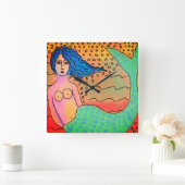 Colorful Abstract Mermaid Art Vierkante Klok (Huis)