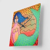 Colorful Abstract Mermaid Art Vierkante Klok (Hoek)