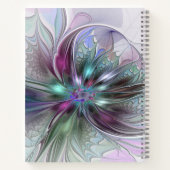 Colorful Abstract Modern Fractal Art Flower Name Notitieboek (Achterkant)