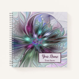 Colorful Abstract Modern Fractal Art Flower Name Notitieboek