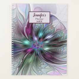 Colorful Abstract Modern Fractal Art Flower Name Planner