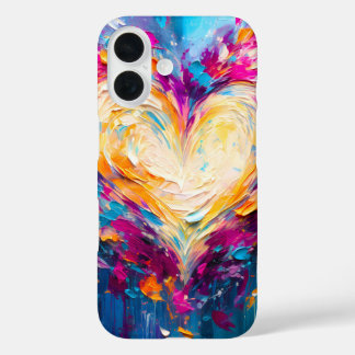Colorful Abstract Modern Love Heart iPhone 16 Hoesje