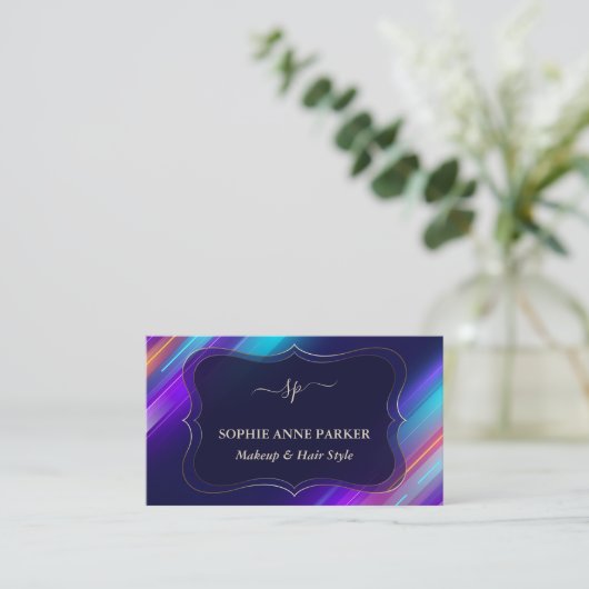 Colorful Abstract Monogram Professional Makeup Visitekaartje (Staand voorkant)