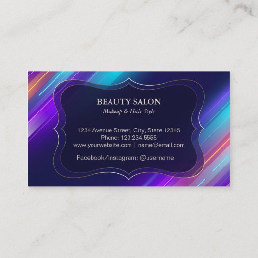 Colorful Abstract Monogram Professional Makeup  Visitekaartje (Achterkant)