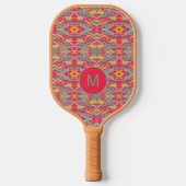 Colorful Abstract Monogrammed Pickleball Paddle (Voorkant)