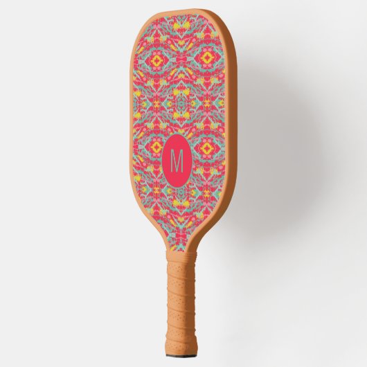 Colorful Abstract Monogrammed Pickleball Paddle (Links)