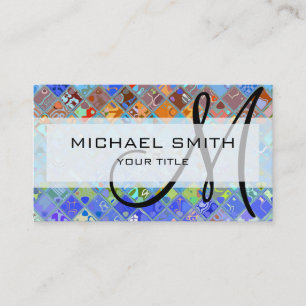 Colorful Abstract mosaic Custom Monogram #2 Visitekaartje