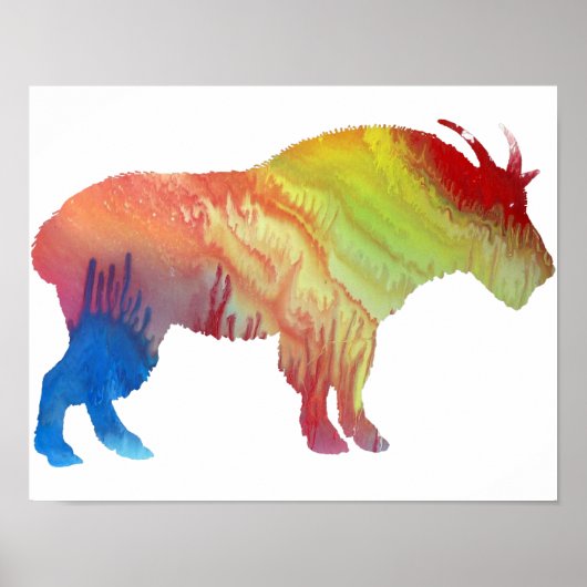 Colorful abstract Mountain Goat silhouette Poster (Voorkant)