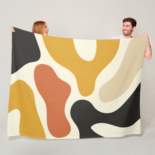 colorful Abstract mustard yellow orange Pattern Fleece Deken (In situ)