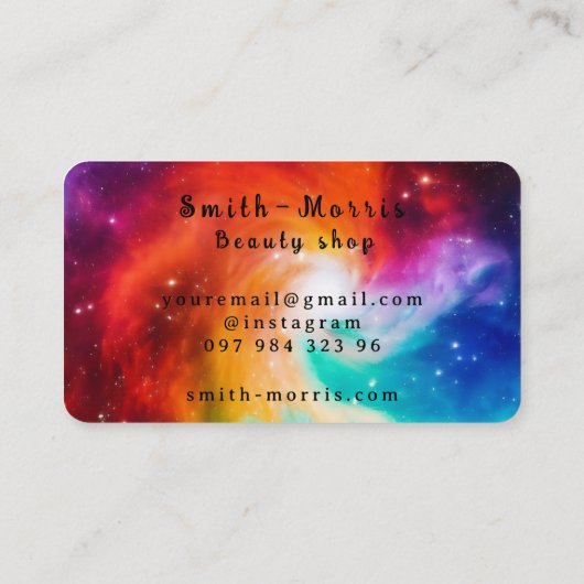 Colorful abstract nebula visitekaartje (Achterkant)