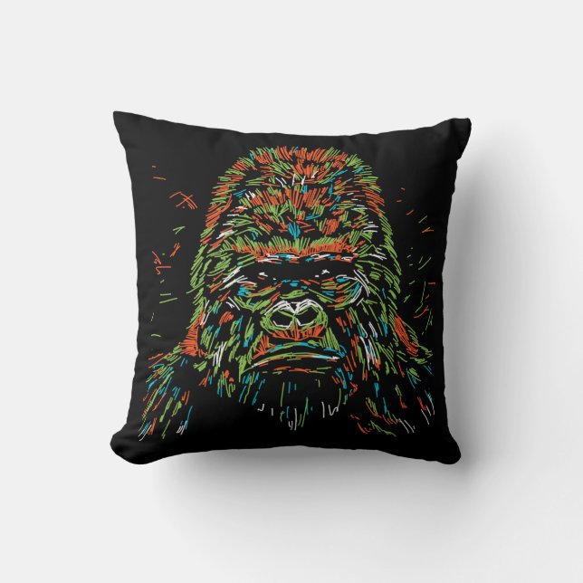 Colorful Abstract Neon Gorilla Kussen (Voorkant)
