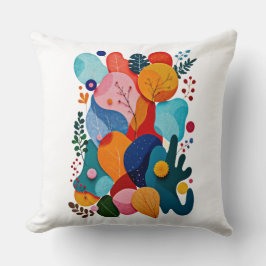 Colorful Abstract Organic Shapes Boho Floral Kussen