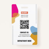 Colorful Abstract Organic Wave Employee Photo ID Badge (Achterkant)