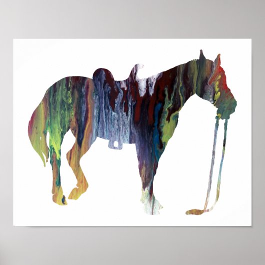 Colorful abstract paard silhouet poster (Voorkant)