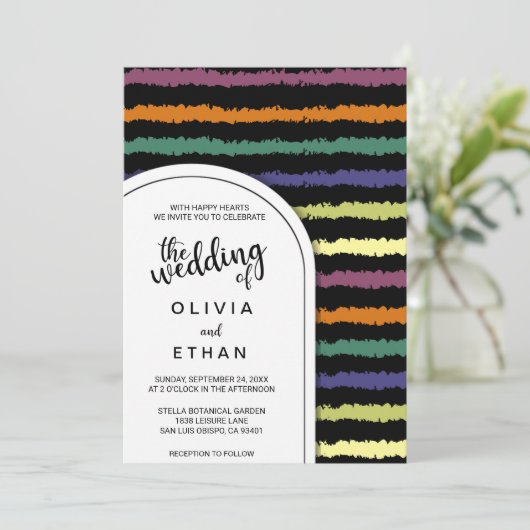 Colorful abstract patroon chic Wedding Invitation Kaart (Staand voorkant)