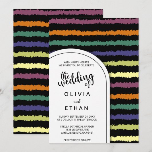 Colorful abstract patroon chic Wedding Invitation Kaart (Voorkant / Achterkant)