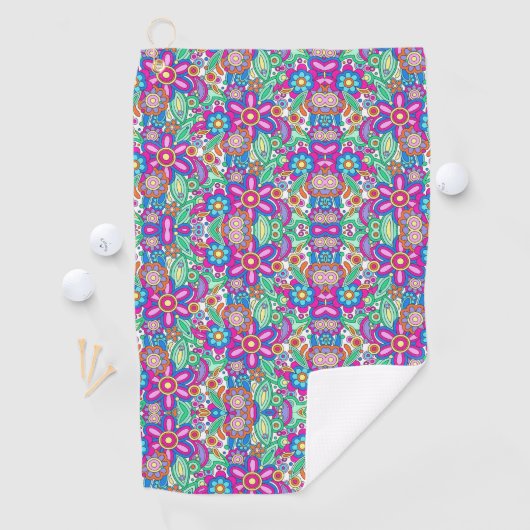 Colorful abstract pattern featuring flowers golfhanddoek (Insitu)