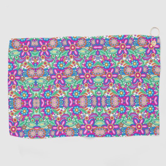 Colorful abstract pattern featuring flowers golfhanddoek (Horizontaal)