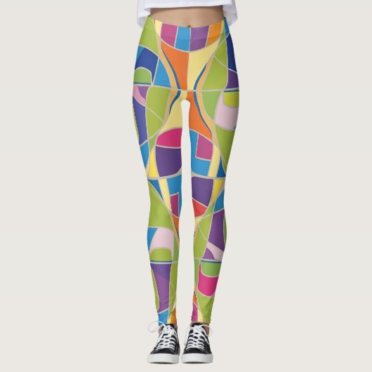 Colorful Abstract Patterned Leggings (Voorkant)