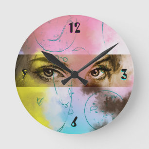 Colorful Abstract Pop Art, Eyes Ronde Klok