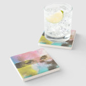 Colorful Abstract Pop Art, Stone Onderzetter (Zijkant)