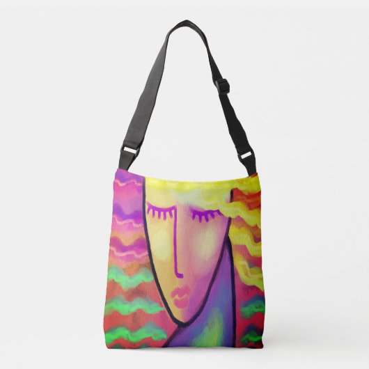 Colorful Abstract portret van een Blonde Crossbody Tas (Voorkant)