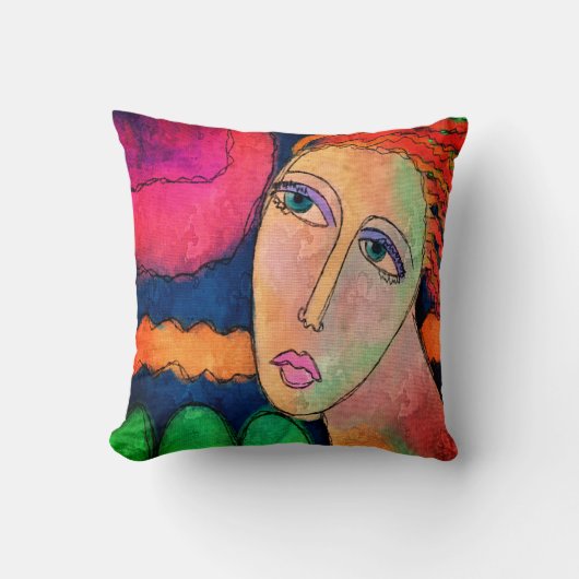 Colorful Abstract portret van een vrouw Kussen (Voorkant)