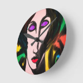 Colorful Abstract portret van een vrouw Ronde Klok (Hoek)