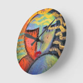 Colorful Abstract portret van een vrouw Ronde Klok (Hoek)