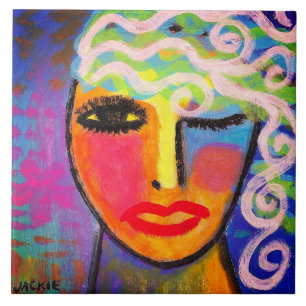 Colorful Abstract portret van een vrouw Tegeltje