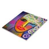 Colorful Abstract portret van een vrouw Tegeltje (Zijkant)