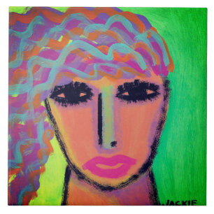 Colorful Abstract portret van een vrouw Tegeltje