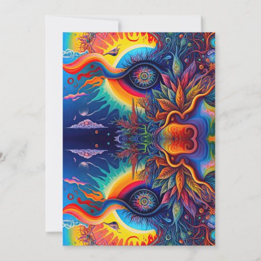 Colorful Abstract Psychedelic All Seing Eye Kaart (Achterkant)