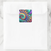 Colorful Abstract Psychedelic Beauful Flower Vierkante Sticker (Tas)