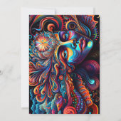 Colorful Abstract Psychedelic Face Spirit glimlach Kaart (Achterkant)