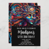 Colorful Abstract Psychedelic Face Spirit glimlach Kaart (Voorkant / Achterkant)