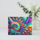 Colorful Abstract Psychedelic Flower Briefkaart (Staand voorkant)