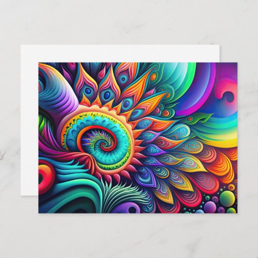 Colorful Abstract Psychedelic Flower Briefkaart (Voorkant / Achterkant)