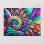 Colorful Abstract Psychedelic Flower Briefkaart (Voorkant)