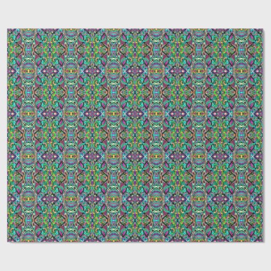 Colorful Abstract Psychedelic Kaleidoscope Patroon Cadeaupapier (Vlak)
