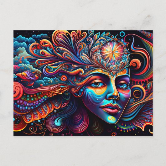 Colorful Abstract Psychedelic Metaphysical Spirit Briefkaart (Voorkant)