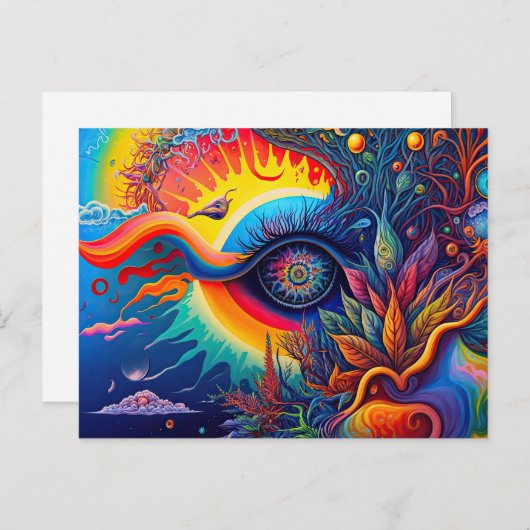 Colorful Abstract Psychedelic Seing Eye Spirit Briefkaart (Voorkant / Achterkant)