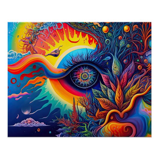 Colorful Abstract Psychedelic Seing Eye Spirit Perfect Poster (Voorkant)